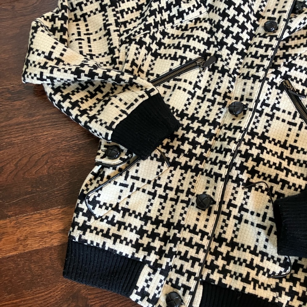 L.A.M.B. Gwen Steffani Rare Houndstooth Bomber Hooded Jacket Small 4 - Picture 3 of 11